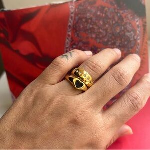 Chic Gold Heart and Star Ring Duo stainless steel